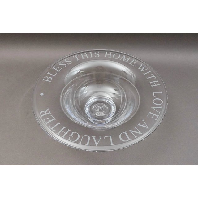 Late 20th Century Late 20th Century Simon Pearce Bless This Home With Love and Laughter Crystal Centerpiece Bowl For Sale - Image 5 of 8