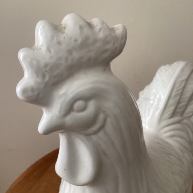 Vintage Collectible Large White Ceramic Rooster Figurine # 51/71 Signed For Sale - Image 9 of 12