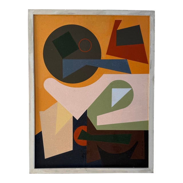 Vintage Modernist Abstract Painting by Darrell Crisp, Signed and Dated 1990. Oil on Canvas. For Sale