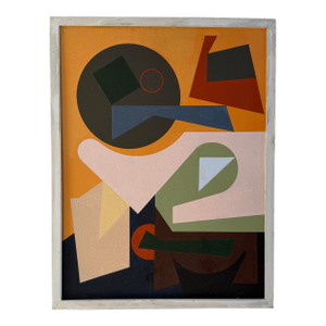 Vintage Modernist Abstract Painting by Darrell Crisp, Signed and Dated 1990. Oil on Canvas.