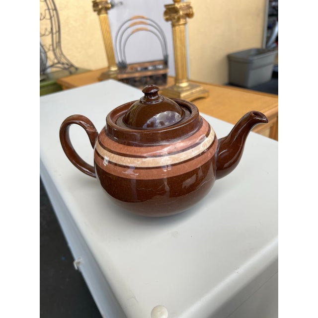 1940s Alcock Lindley Bloore Brown Betty Teapot For Sale - Image 4 of 11