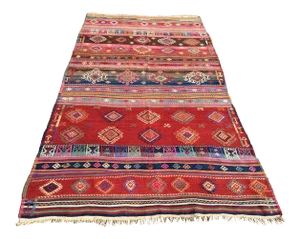 Vintage Turkish Kilim Rug - 67" X 120"