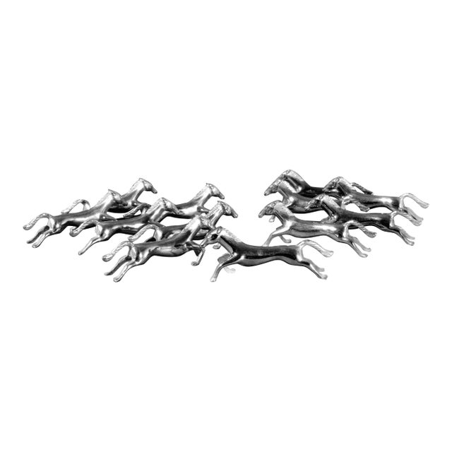 Modernist French Silver Plate Horse Knife Rests-Set of Twelve For Sale