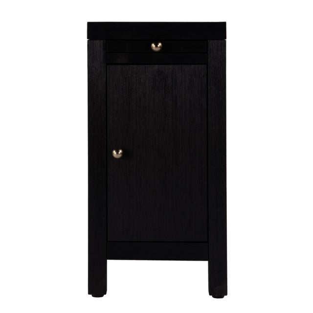 Nora 12 in. W Rectangular Wood 1 Door Narrow End Table with Pull-Out Tray, Antique Coffee For Sale In Chicago - Image 6 of 11