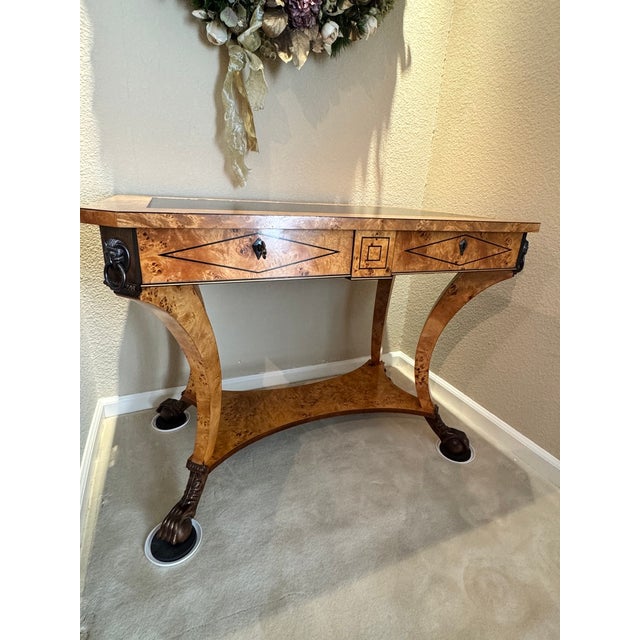 Wood 1990s Russian Empire Burl Popla Inlaid CenterTable For Sale - Image 7 of 8