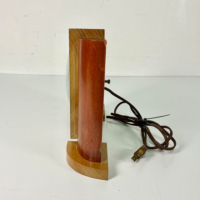Wood 1940s Vintage Art Deco Arts & Crafts Boho Chic Wood Tabletop Clock For Sale - Image 7 of 13