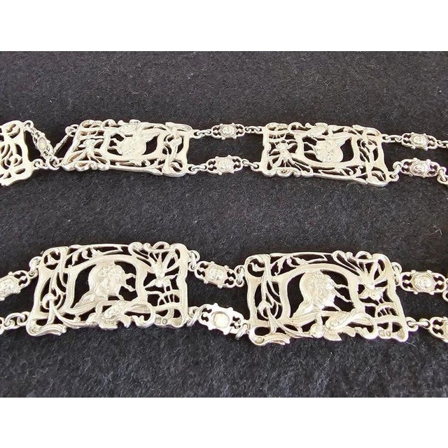 Antique Art Nouveau Sterling Silver Figural Belt from William Comyns, London, 1908 For Sale - Image 4 of 16