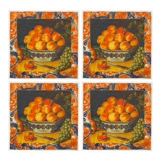 Siren Song Peaches Dinner Napkins - Set of 4 For Sale