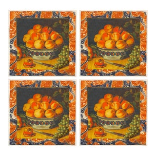 Siren Song Peaches Dinner Napkins - Set of 4 For Sale