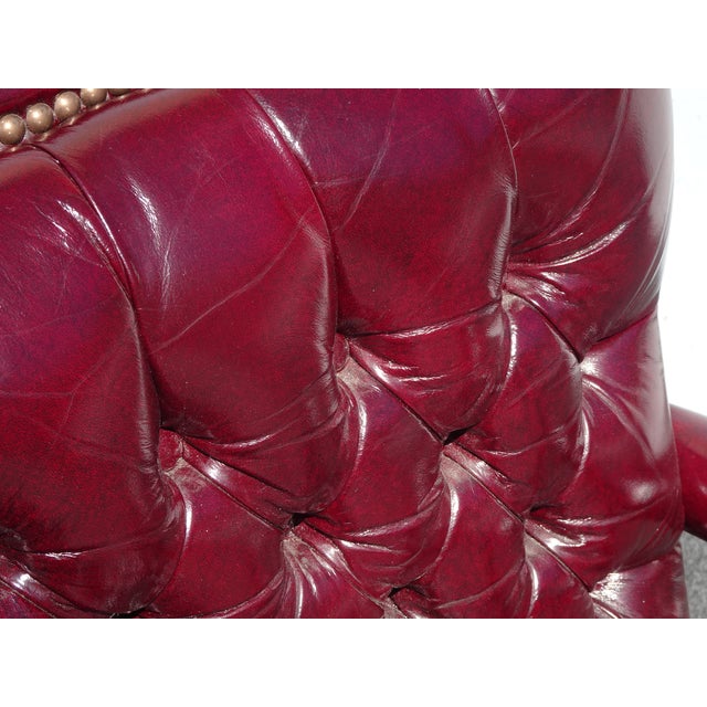 Burgundy Vintage Georgian Styl Burgundy Leather Gainsborough Armchair Tufted Chesterfield For Sale - Image 8 of 16
