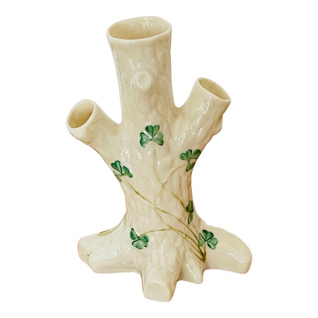 Antique Beleek Ireland Porcelain Faux Bois Bud Vase For Sale