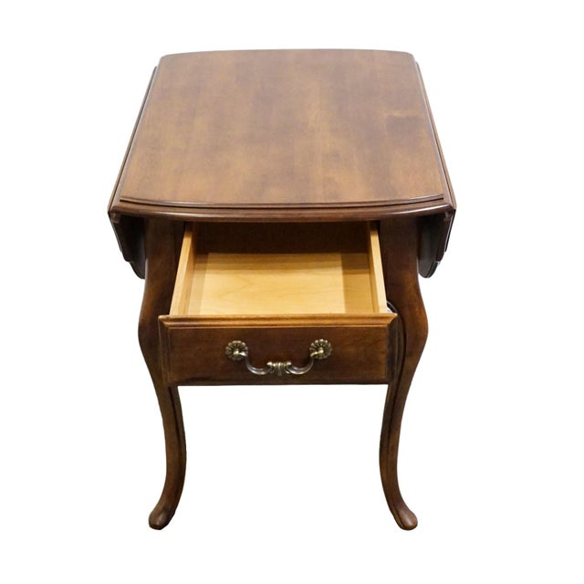 1980s Ethan Allen Country French Collection Solid Birch 36" Drop Leaf Accent End Table 26-8302 For Sale - Image 5 of 18