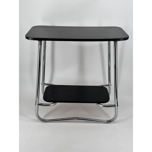 1950s Bauhaus Side Table in Chrome and Wood, 1930s For Sale - Image 5 of 18