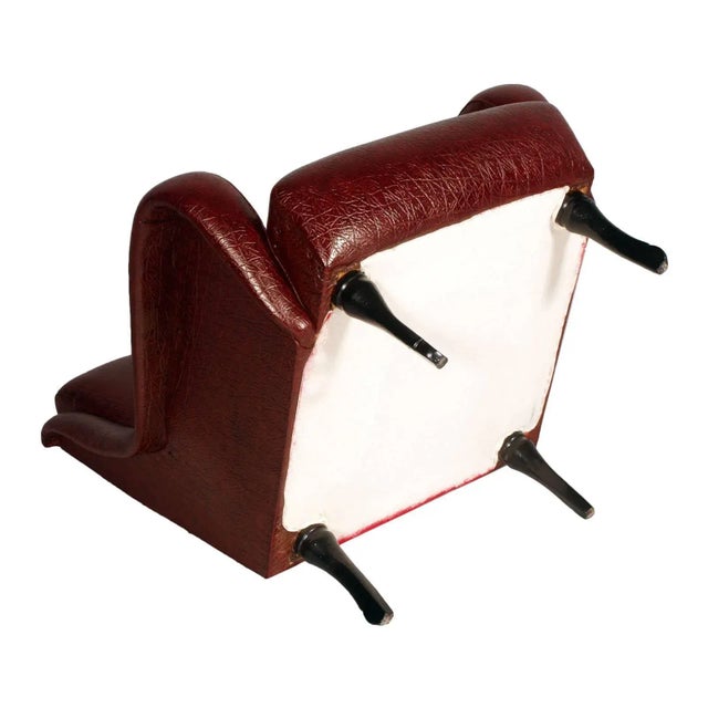 1950s Mid-Century Leatherette Lounge Chair with Ebonized Wood Legs For Sale - Image 5 of 6