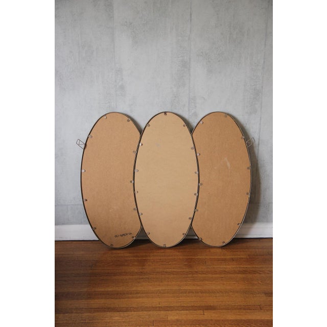 Gold Mid-Century Modern Triple Oval Overlapping Wall Mirror For Sale - Image 8 of 8