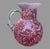 Glass Antique Victorian Cranberry Opalescent Floral Decorated Art Glass Water Pitcher For Sale - Image 7 of 12