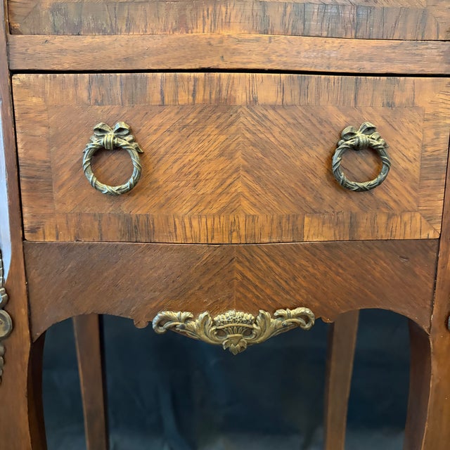 Antique French Walnut & Marble Top Night Stands -a Pair For Sale In Portland, ME - Image 6 of 14