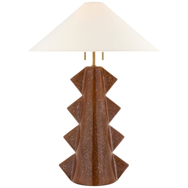 Kelly Wearstler for Visual Comfort Signature Senso Large Table Lamp in Autumn Copper with Linen Shade For Sale
