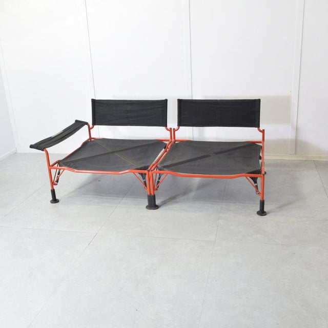 Two-Seater Sofa with Red Lacquered Tubular Structure, 1970s For Sale - Image 6 of 10