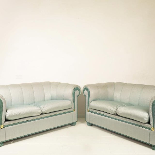 Moiré Silk Sofas from Style Arte, 1980s, Set of 2 For Sale - Image 4 of 18