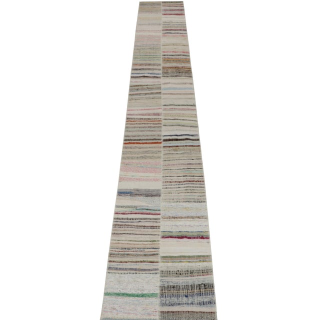 2010s Rug & Kilim’s Patchwork Kilim Extra-Long Runner in Polychromatic Stripes For Sale - Image 5 of 7