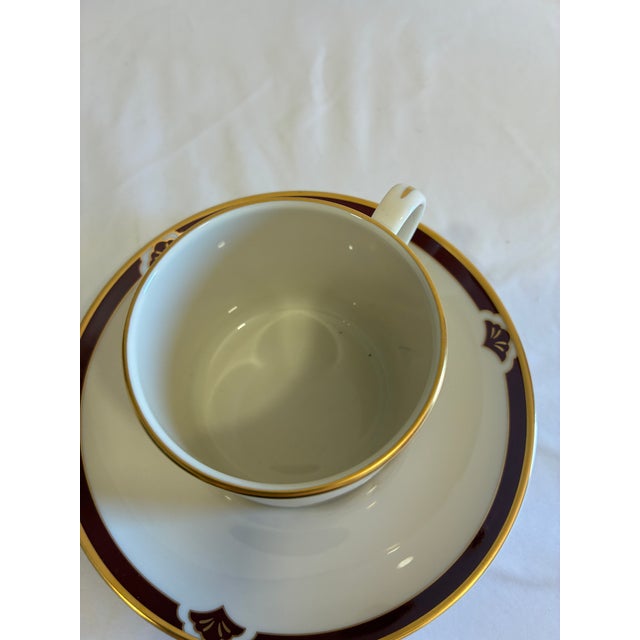 Metal Vintage Pickard Ensemble Burgundy Gold Cups & Saucers - 8 pcs For Sale - Image 7 of 11