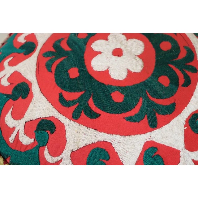 Vintage Oriental Stool with Suzani Upholstery, 1950s For Sale - Image 9 of 12