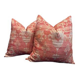 Colefax and Fowler From Cowtan and Tout -Brunello in Red Pillows- A 22" Pair For Sale