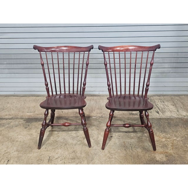 Store Item: Set of 6 Nichols & Stone (Stickley) Solid Cherry Fan Back Windsor Chairs Description: Set includes 6 Fanback...