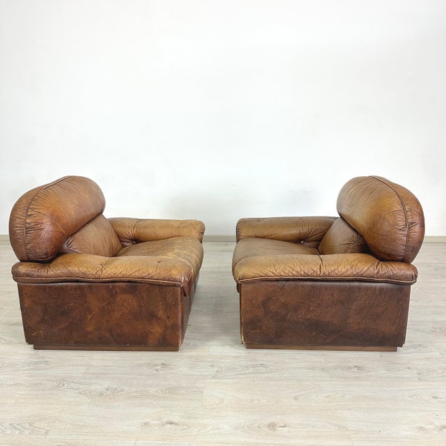Italian Italian Leather Club Chairs - A Pair For Sale - Image 3 of 13