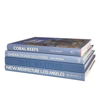 Decorative Books - Marlin Coffee Table Stack - 4 Blue Books For Sale