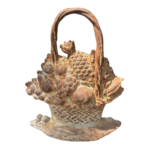 19th Century Hubley Basket of Flowers Iron Doorstop