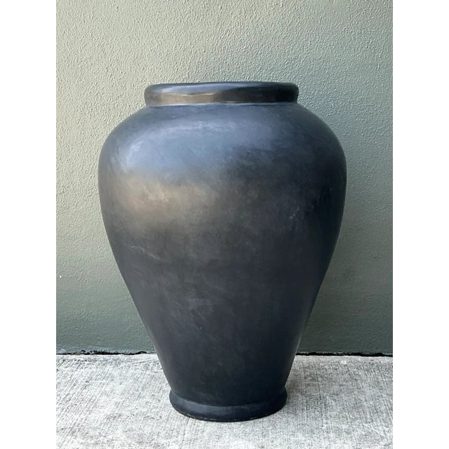 Contemporary Vintage Large Matte Ceramic Floor Vase For Sale - Image 3 of 12