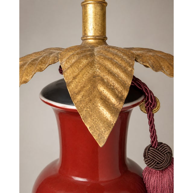 Frederick Cooper 1970s Hollywood Regency Frederick Cooper Red Lamps With Silk Tassels, a Pair For Sale - Image 4 of 13