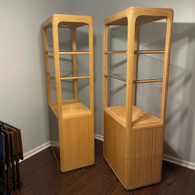 1970s Gabriella Crespi Pencil Reed Lighted Etagere With Two Door Storage For Sale In Columbia, SC - Image 6 of 13