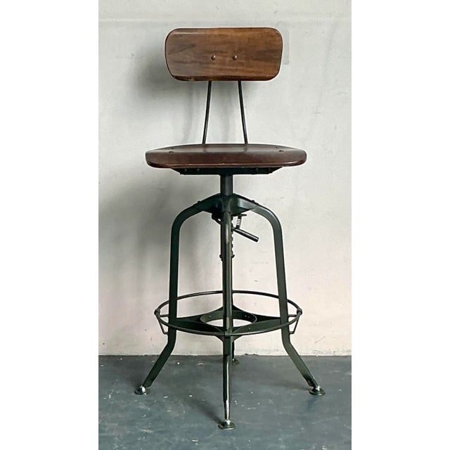 Late 20th Century Vintage Boho Industrial Swivel Stool For Sale - Image 5 of 5