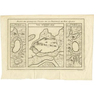 Antique Map of Cities in the Hubei and Hunan Provinces of China, 1755 For Sale