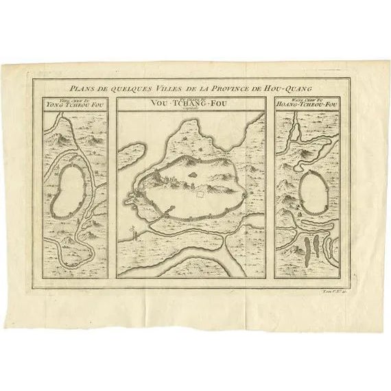 Antique Map of Cities in the Hubei and Hunan Provinces of China, 1755 For Sale