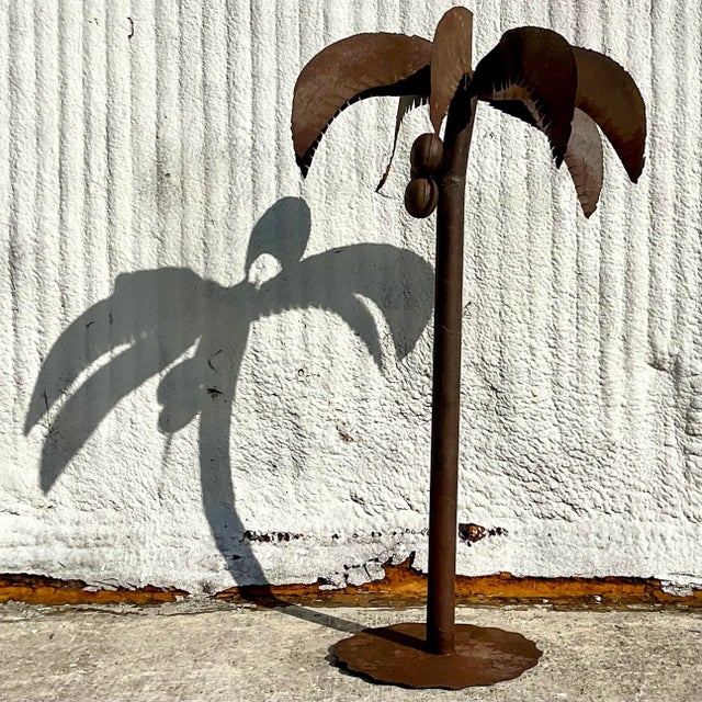 Late 20th Century Vintage Monumental Patinated Metal Palm Tree For Sale - Image 5 of 8