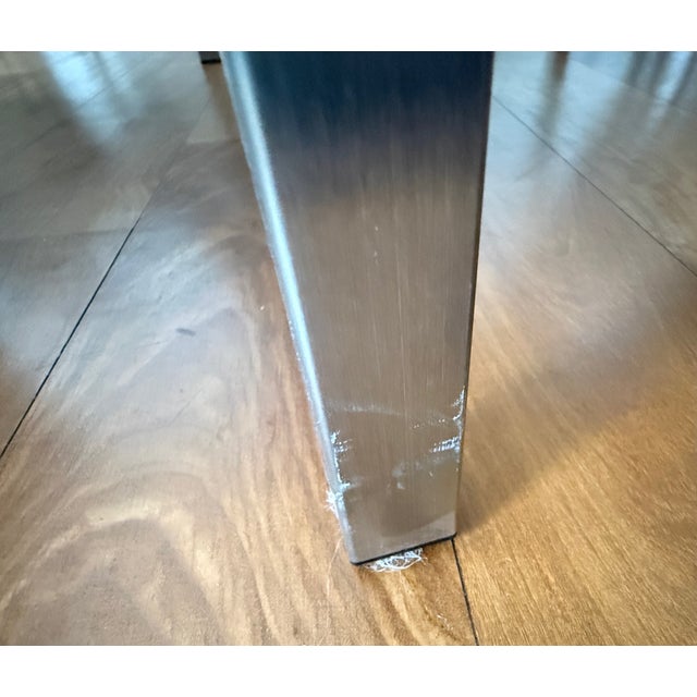 Room & Board Room & Board Parsons End Table, White Glass Top With Brushed Stainless Steel Legs For Sale - Image 4 of 6