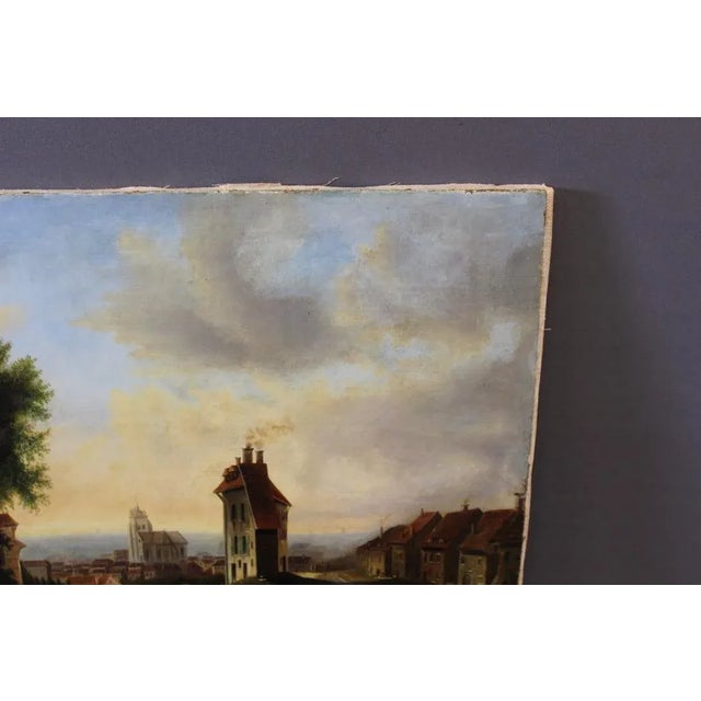 Lively Village Painting, 1846, Oil on Canvas For Sale - Image 6 of 13