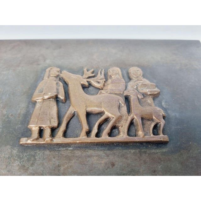 Art Deco Metal Cigar Box with Deer Motif, 1930s For Sale - Image 3 of 11