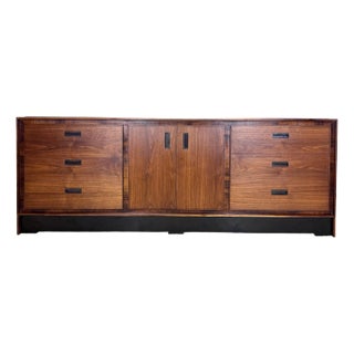 Mid Century Modern Walnut & Rosewood Dresser / Credenza by John Stuart, Inc For Sale
