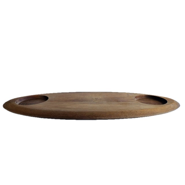Mid-Century Modern Vintage Teak Wood Surfboard Shaped Charcuterie Board For Sale - Image 3 of 9