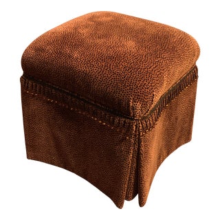 Hollywood Regency Leopard Small Print Skirted Ottoman For Sale