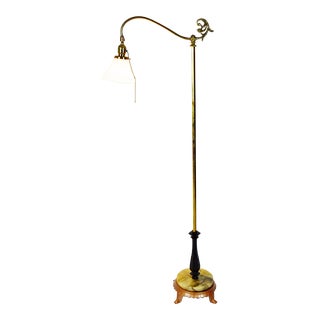 Vintage Bridge Arm Floor Lamp W/ Agate Base For Sale