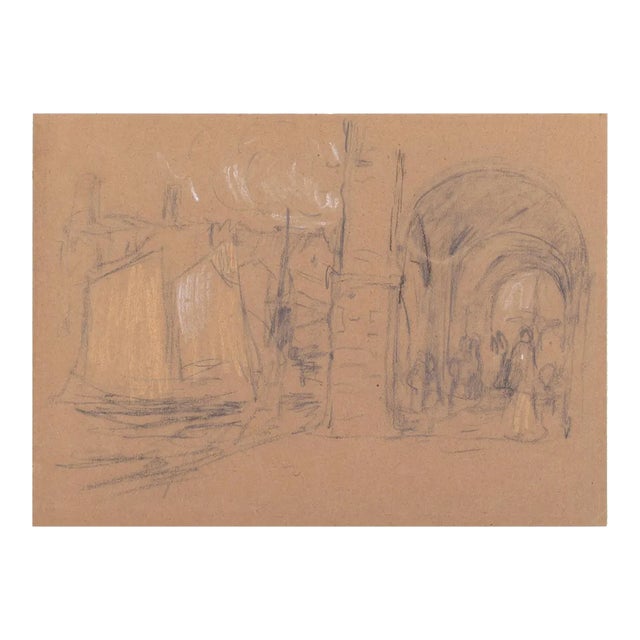 Ship and Arcade - Mixed Media on Paper by A. Koopman - Late 19th Century Late 19th Century For Sale