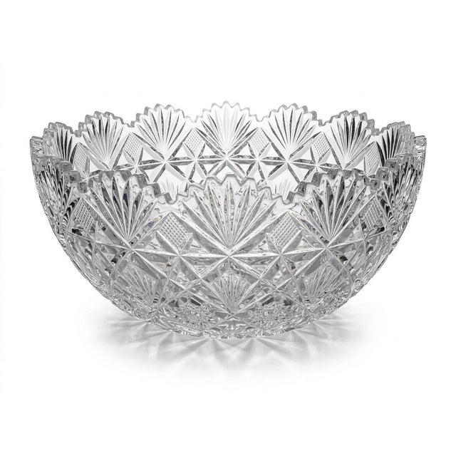 American Late 19th Century Dorflinger Style Brilliant-Cut Glass Punch Bowl For Sale - Image 3 of 5