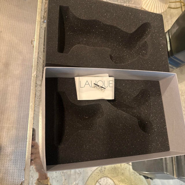 Lalique France “Arms Up Acrobat” Frosted Crystal Sculpture With Original Box For Sale - Image 10 of 15