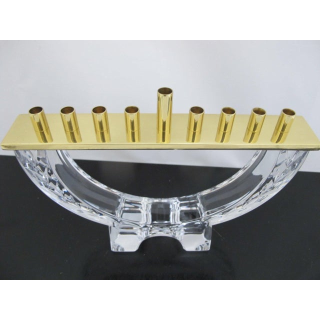 2000 - 2009 Waterford Crystal & Brass Menorah Holiday Chanukah Candle Holder Original Box For Sale - Image 5 of 14